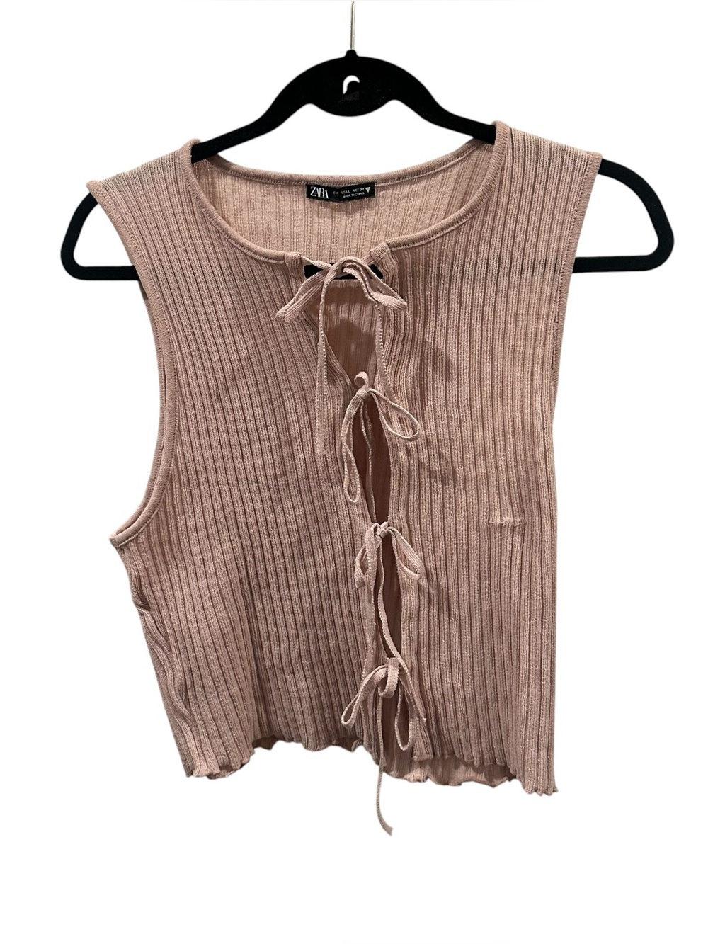 Light Pink Zara Tie-Front Tank Top Large
